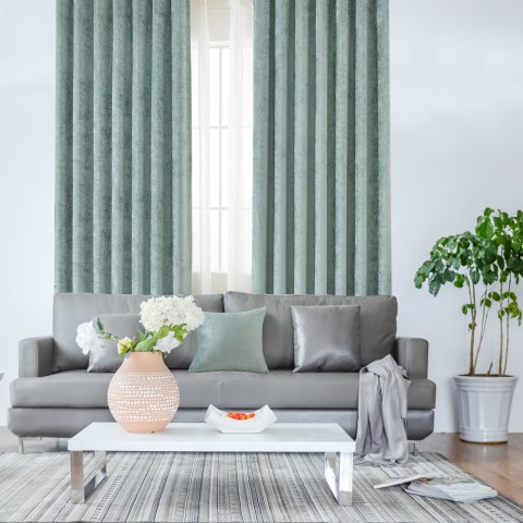 Rideau vert de Chenille d'oeuf de canard de luxe 1
