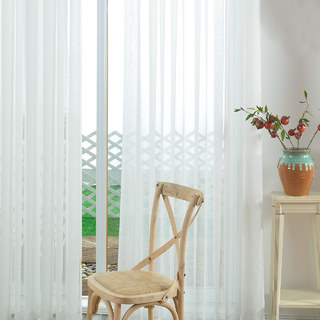 Une touche de soleil Semi Sheer blanc rideau de filet lourd 7