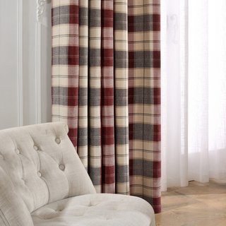 Plaid Cosy Vérifiez la Bourgogne Rideau rouge de Chenille 2