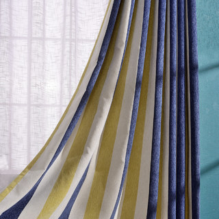 Sunshine Bold rayé jaune bleu rayé Rideau 3