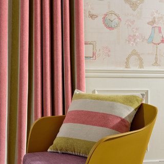 Chenille rose jaune soleil Rideaux rayés gras 3