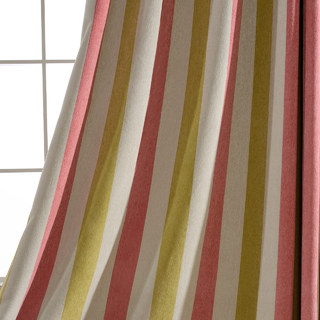 Chenille rose jaune soleil Rideaux rayés gras 6
