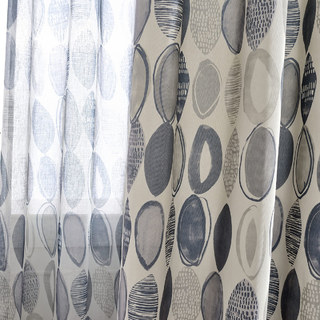 Infinity bleu gris moderne géométrique voile rideau 3