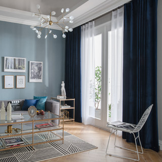 Rideaux de velours bleu marine lustré 3