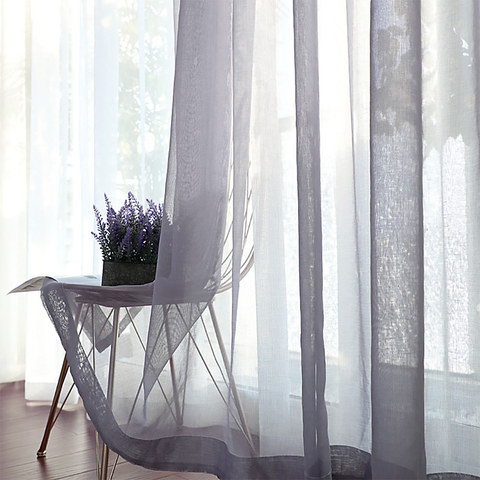 Luxe Gris clair Sheer Voile Rideau 1