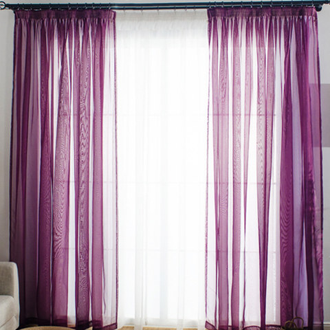 Rideaux violet doux et voilé 1