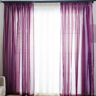 Rideaux violet doux et voilé 1