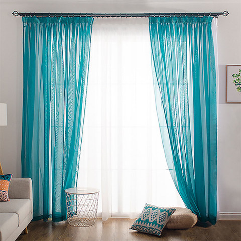 Smarties Soft Teal Sheer Voile Rideau 1