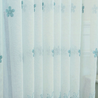 Touch of Grace bleu brodé fleur voile rideau 6
