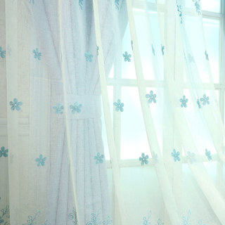 Touch of Grace bleu brodé fleur voile rideau 4