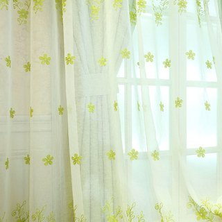 Touch of Grace Brodé Lime Vert Fleur Voile Rideau 4