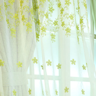 Touch of Grace Brodé Lime Vert Fleur Voile Rideau 2