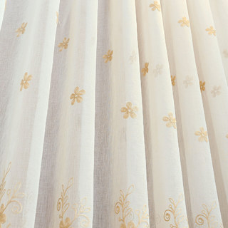Liné Voile Rideau Touche de Grace Beige Brodé Rideau de cire avec la crème 2