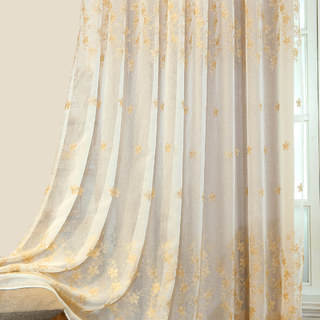 Liné Voile Rideau Touche de Grace Beige Brodé Rideau de cire avec la crème 5