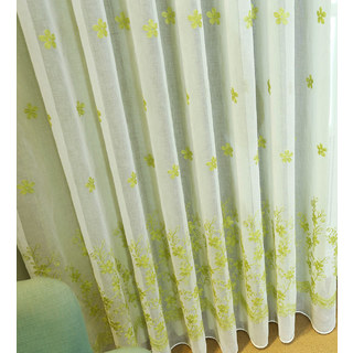 Douceur de voile doublée toucher de Grace vert brodé rideau de cire avec doublure verte