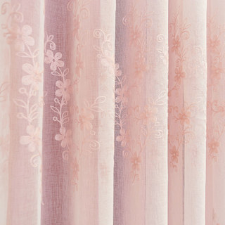 Douceur de voile doublée Touche de Grace rose brodé Rideau de voile avec doublure rose 4
