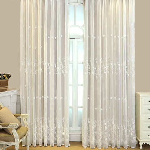 Liné Voile Rideau Touch de Grace blanc brodé Rideau de cire avec crème 1