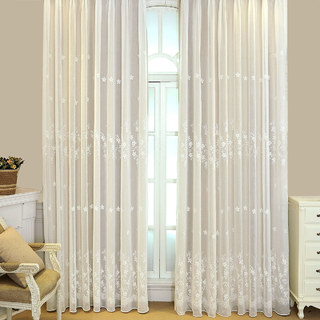 Liné Voile Rideau Touch de Grace blanc brodé Rideau de cire avec crème