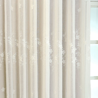 Liné Voile Rideau Touch de Grace blanc brodé Rideau de cire avec crème 4