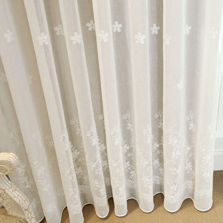 Liné Voile Rideau Touch de Grace blanc brodé Rideau de cire avec crème 2