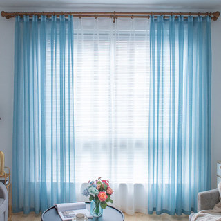 Luxe Teal Blue Sheer Voile Rideau 2