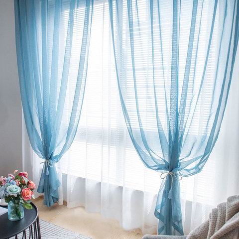 Luxe Teal Blue Sheer Voile Rideau 1