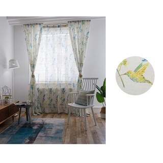 Rideau de style de jute floral bleu colibri (non voilé) 4