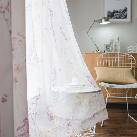 Cummingbird rose Sheer Voile Rideau 1