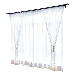 Or brodé pointillé point Sheer Voile Rideau 4