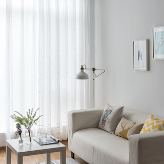 Or brodé pointillé point Sheer Voile Rideau 3