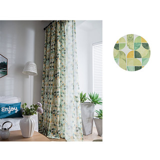 Vigour Multi Couleur Mid Century Moderne Vert Géométrique Voile Rideaux 4