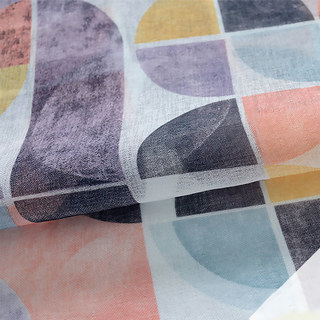 Vigour Multi Couleur Mid Century Moderne Purple Géométrique Lin Rideaux Voiles 2