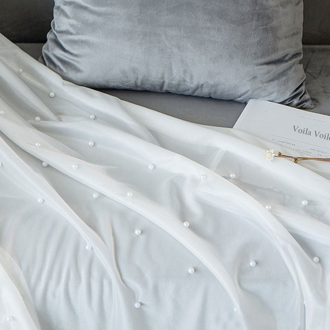 Perle de verre perlée blanc Sheer Voile Rideau 1