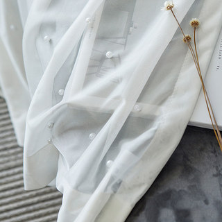 Perle de verre perlée blanc Sheer Voile Rideau 3