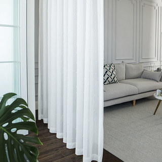 Perle de verre perlée blanc Sheer Voile Rideau 2