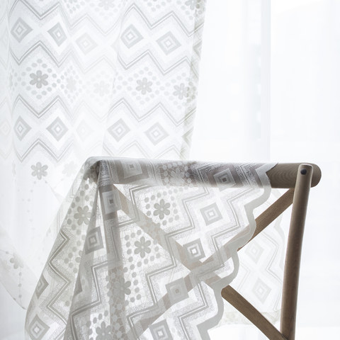 Lattice Square et fleur blanc Dentelle Voile Net Rideau 1