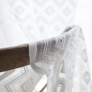 Lattice Square et fleur blanc Dentelle Voile Net Rideau 5