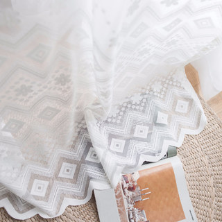 Lattice Square et fleur blanc Dentelle Voile Net Rideau 4