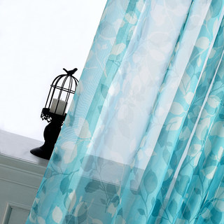 Feuille d'ombre bleue Sheer Voile Rideau 4