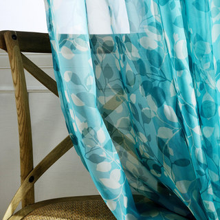 Feuille d'ombre bleue Sheer Voile Rideau 3
