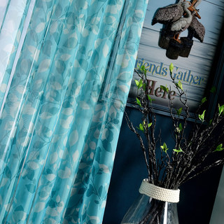 Feuille d'ombre bleue Sheer Voile Rideau 2