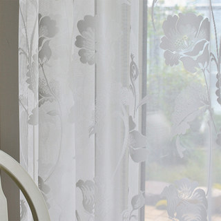 Eden Flower Jacquard Blanc Rideaux de filet lourd 6
