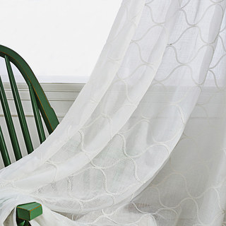 Wave Quelques magiques brodées Morrocan Botanic Trellis Blanc crémeux Sheer Voile Rideau 3