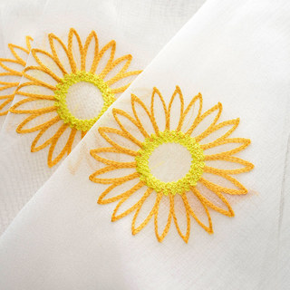 Jaune Tournesol et Papillon Brodé Rideau Voile Transparent 3