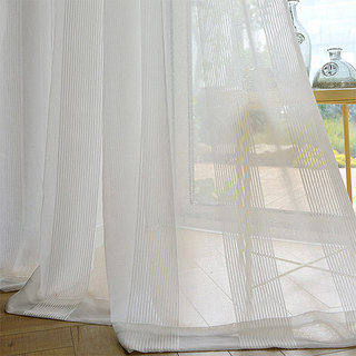 Elizabeth White Semi Sheer Bandes Verticales White Lines Voile Rideau 5