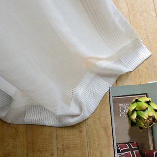Elizabeth White Semi Sheer Bandes Verticales White Lines Voile Rideau 7