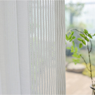 Elizabeth White Semi Sheer Bandes Verticales White Lines Voile Rideau 2
