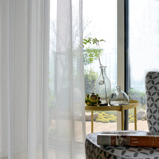 Elizabeth White Semi Sheer Bandes Verticales White Lines Voile Rideau 4