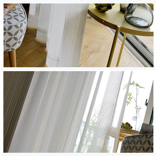 Elizabeth White Semi Sheer Bandes Verticales White Lines Voile Rideau 6