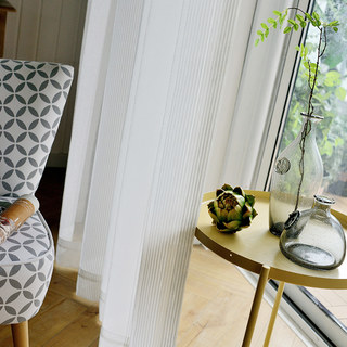 Elizabeth White Semi Sheer Bandes Verticales White Lines Voile Rideau 3